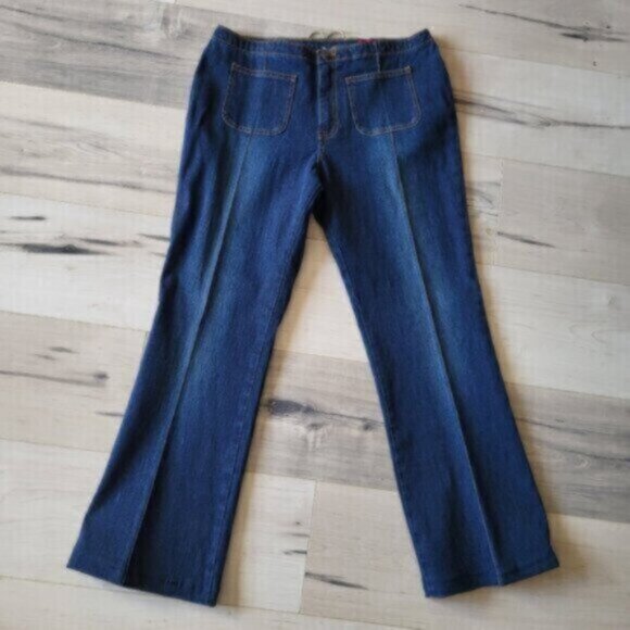 Vintage Y2K Wide Leg Western Denim Jeans Sz 8-9 - Picture 3 of 6